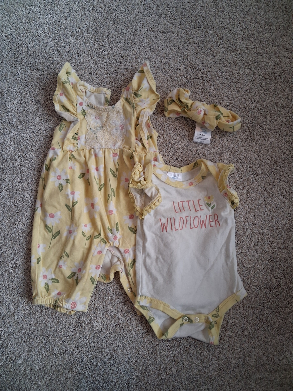 Yellow Floral Baby Romper & Little Wildflower Bodysuit Set